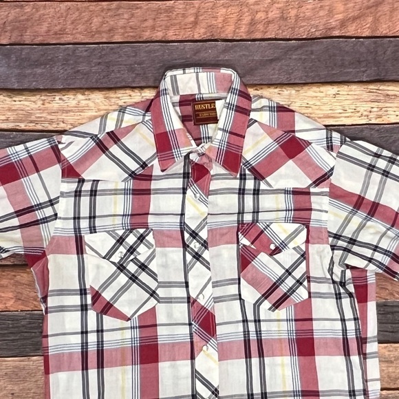 Vintage Rustler Cowboy Rancher Western Pearl Snap Short Sleeve Button Down Shirt - Picture 2 of 6